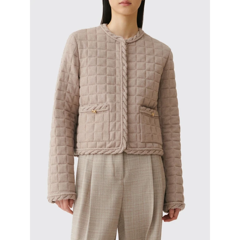 Short Down Jacket in Wool and Cashmere with Crochet Details (CTD216F368M3250165)