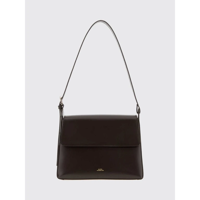 A. P.C. Virginie Flared Smooth Leather Shoulder Bag with Magnetic Flap Closure (PXBRUF61924CAV)