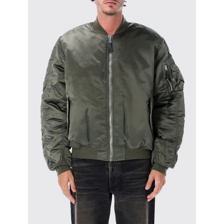 Relaxed Fit Nylon Bomber Jacket with Zip Closure (766027432)
