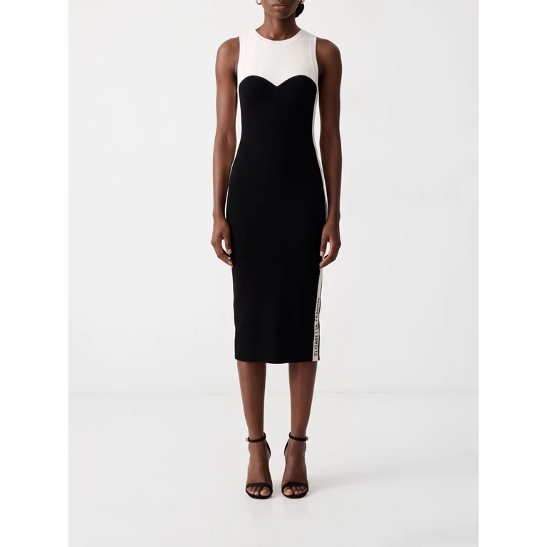 Vestido tubo Elisabetta Franchi con estampado abstracto bicolor