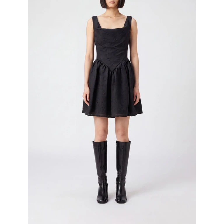 Square-Neck Cotton Bustier Mini Dress with Thin Straps (1101039HW01NRN401)