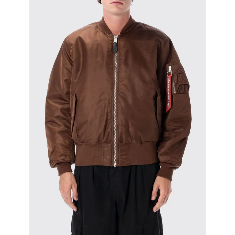 Relaxed Fit Nylon Bomber Jacket with Contrast Logo (100101204)