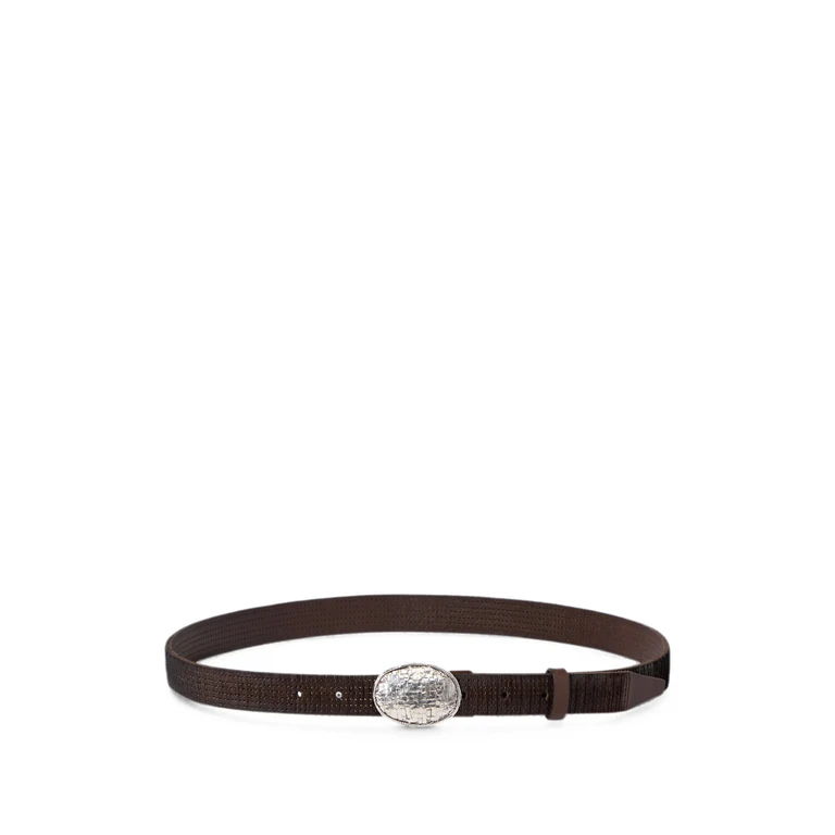Textured-leather Braided-buckle Belt