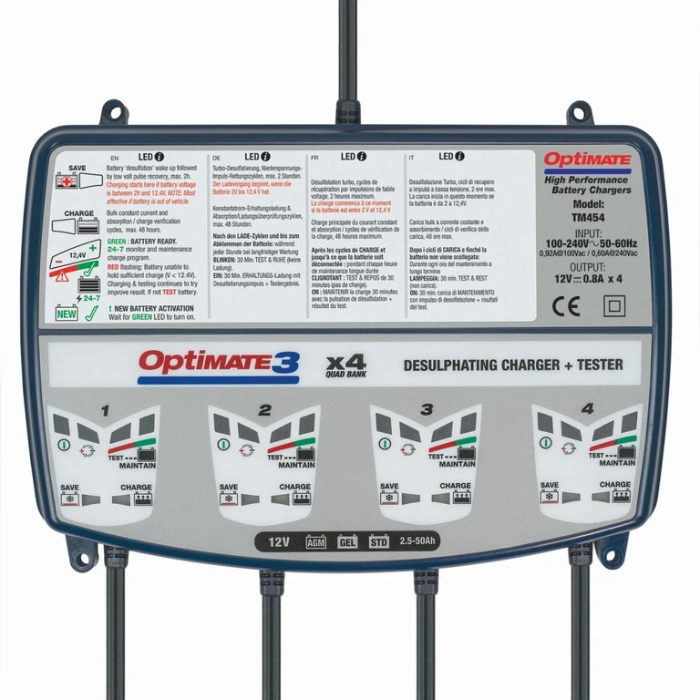 TM454 - TecMate Optimate 3 X 4 Bank Battery Charger