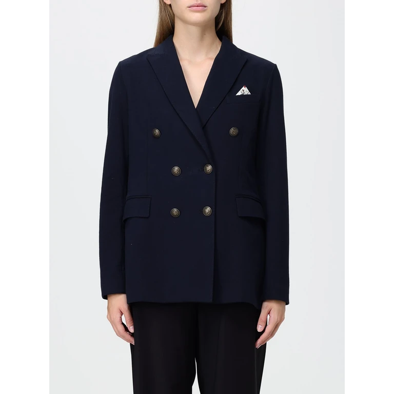 CIRCOLO 1901 Double-Breasted Cotton Blazer with Metallic Buttons (FD4049851)
