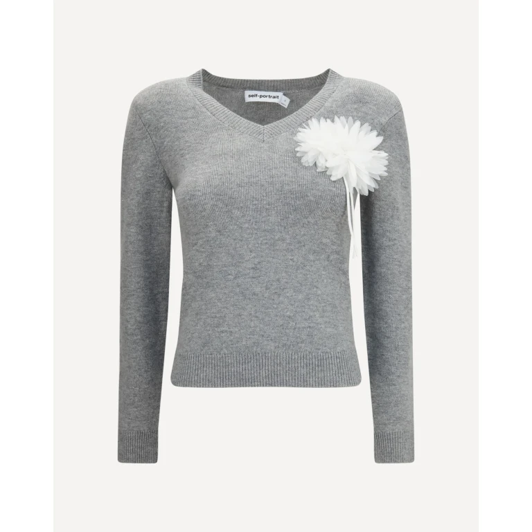 Wool and cashmere blend Jumper with floral corsage Female S
