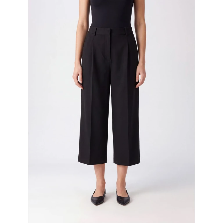 High-Waisted Cropped Wide-Leg Gabardine Trousers (PA18466E2110)