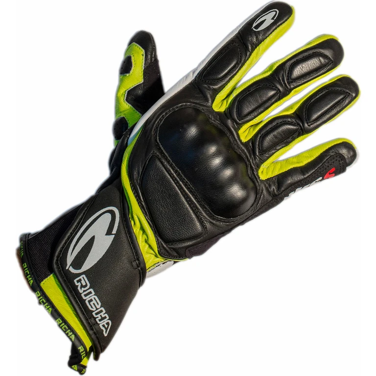 WSS Motorcycle Gloves S Black White Yellow