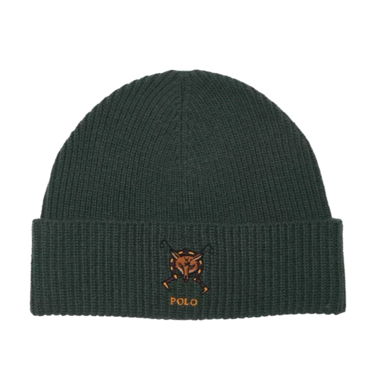 Embroidered Fox Rib Men's Beanie - Green Knit