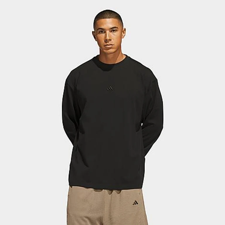 Men's Basketball Single Jersey Long-Sleeve T-Shirt in Black Size: XXS
