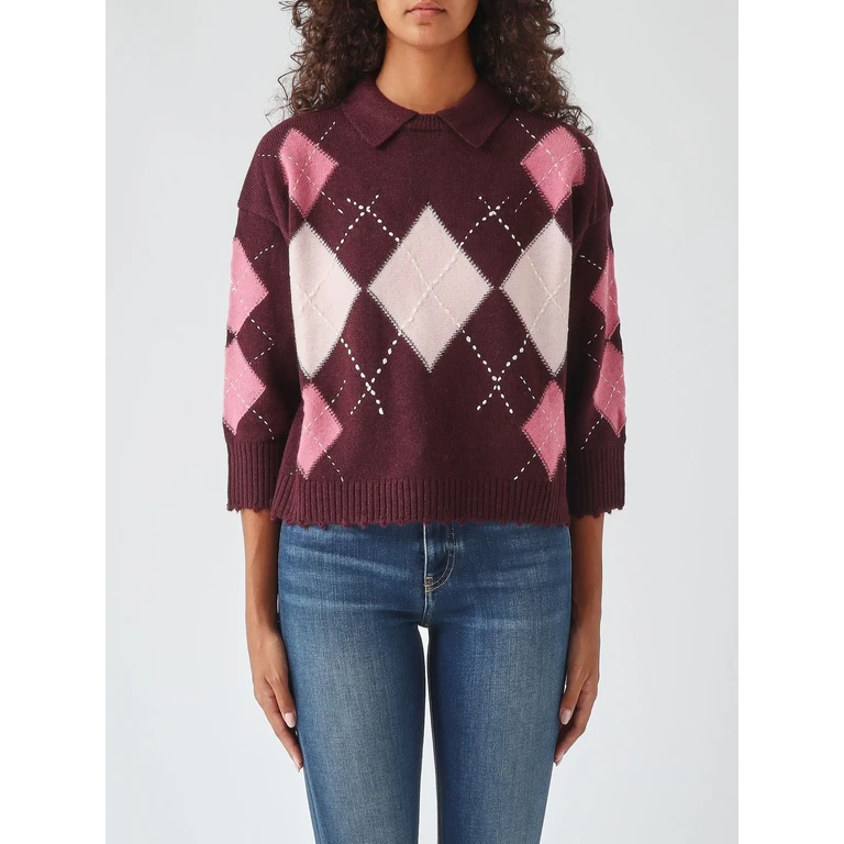 Argyle Wool and Cashmere Long-Sleeved Polo Jumper (107286A3IEYN2)