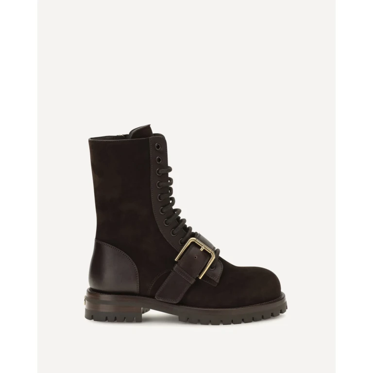 Leather and suede Buckle Ankle Boots Female 37