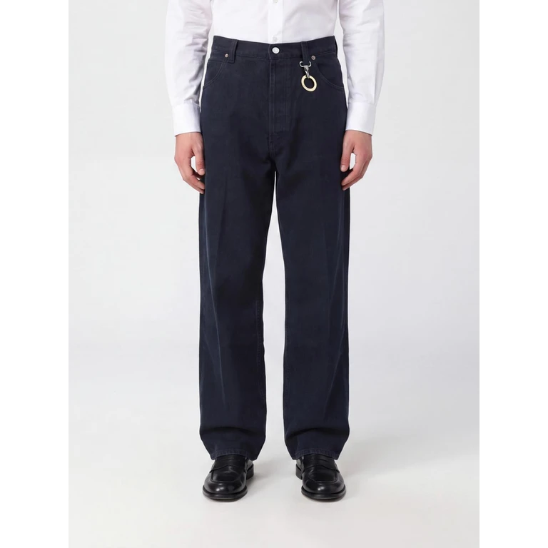 Wide Leg Jeans in Cotton Denim with Charm and Mid-Rise Waist (RP0H8617RGLA8)