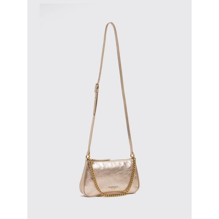 Leather Shoulder Bag with Metal Mesh Handle (262TB718413813)