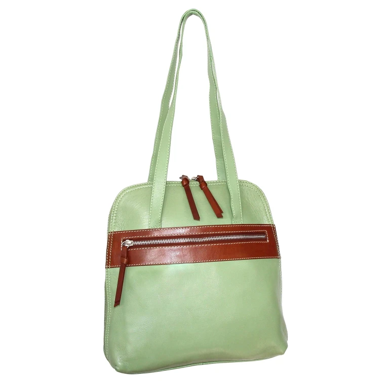 Carina Convertible Leather Tote/Backpack - Leaf