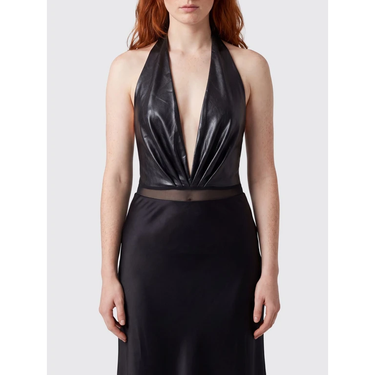Top a spalle scoperte slim fit in ecopelle The Andamane