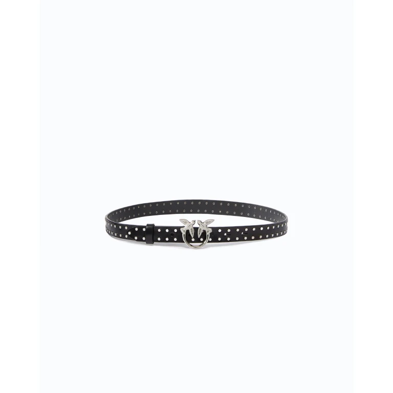 Ceinture cloutée en cuir brillant avec boucle Love Birds 2 cm - XS