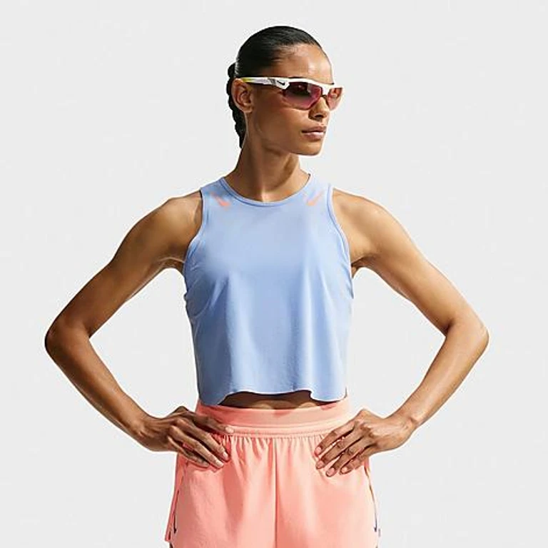 Women's AeroSwift Dri-FIT ADV Crop Tank Top in aluminum/atomic pink Size: XXS