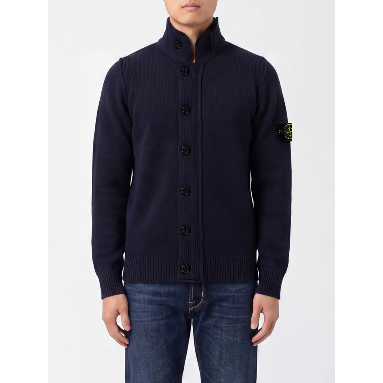 Virgin Wool Blend High Neck Cardigan with Logo Patch (5100047S00A3V0020)