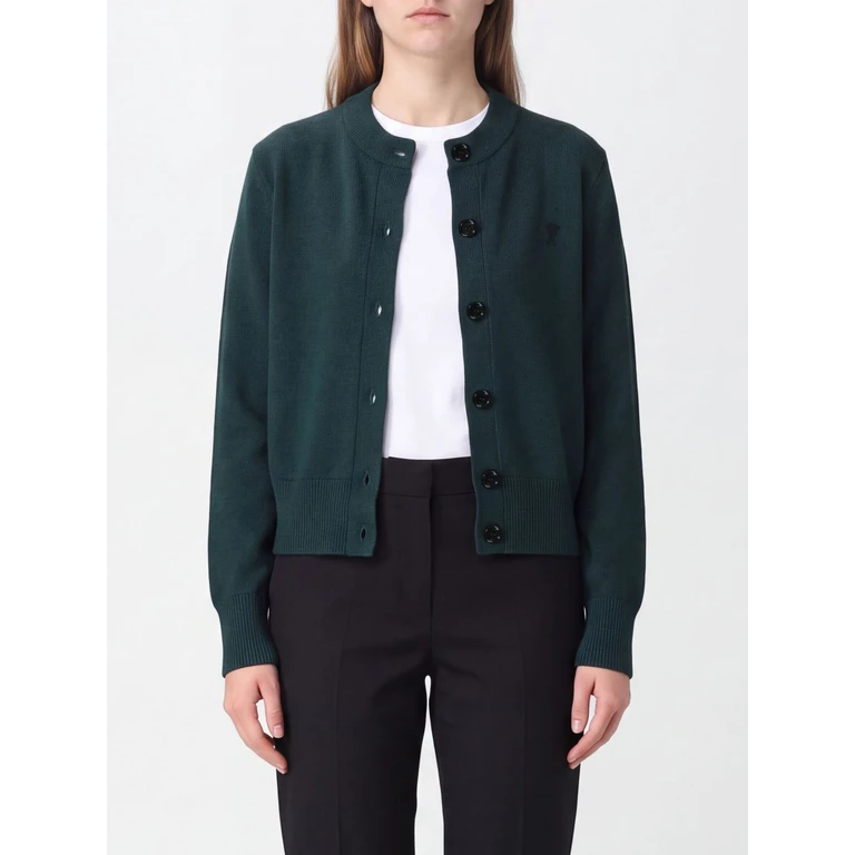 Crewneck Cardigan in Pure Merino Wool with Embroidered Logo (FKC361001A25)