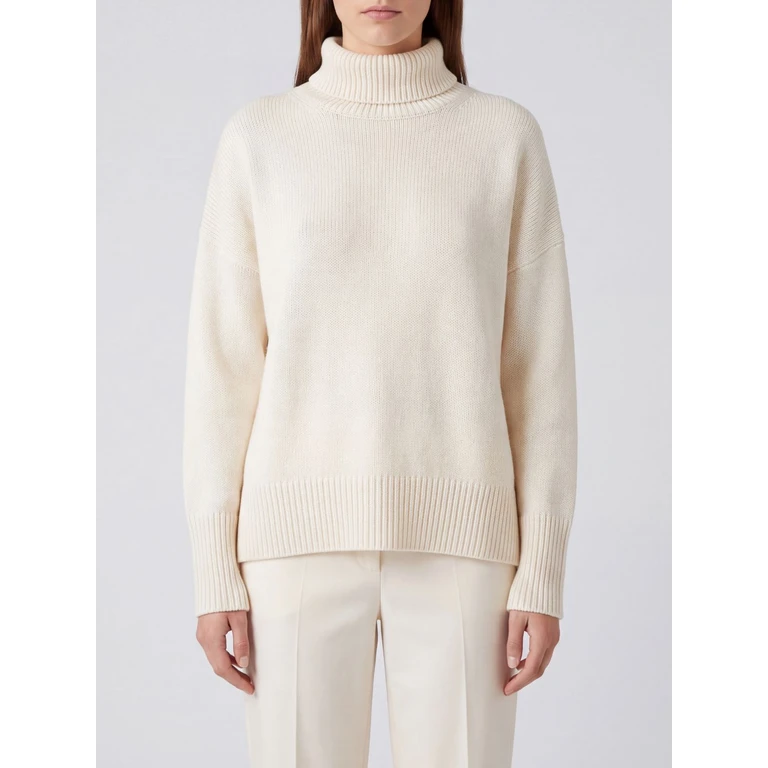 Turtleneck Jumper in Pure Cashmere with Dropped Shoulders (202113CREAM)