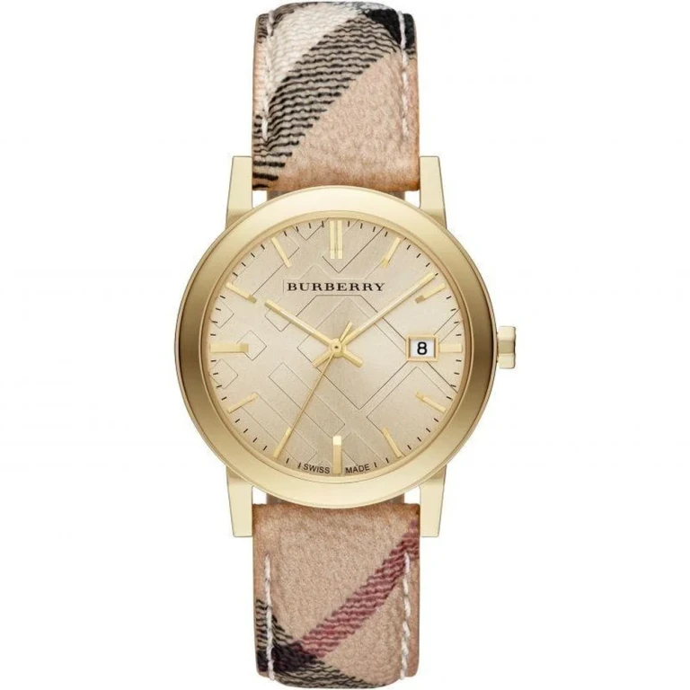 BU9026 The City Champagne Dial Check Strap Women's Watch