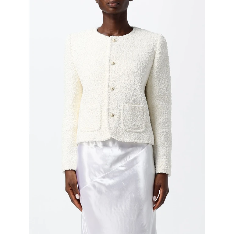 Cropped Silk and Wool Blend Blazer with Crewneck (2V18V0X9601BC)