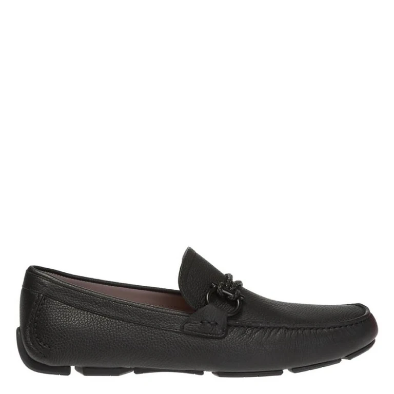Salvatore Ferragamo Mens Black Gancini Driver Moccasin
