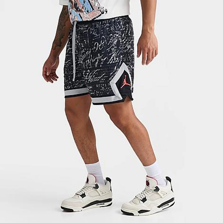 Men's Tatum Sport Dri-FIT Allover Print Diamond Basketball Shorts in Black/Grey/Infrared Size: Small