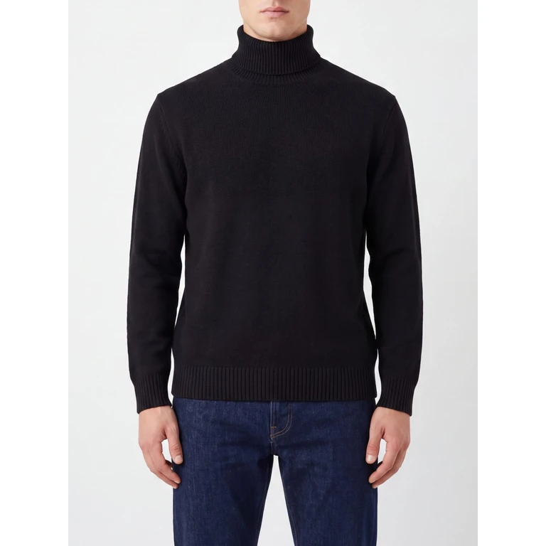Pure Merino Wool Turtleneck Jumper with Ribbed Trims (B2P1117W07115517)