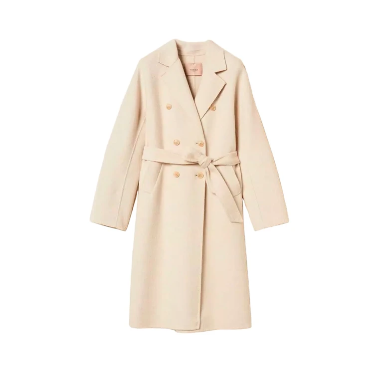Cappotto doppiopetto in lana con cintura