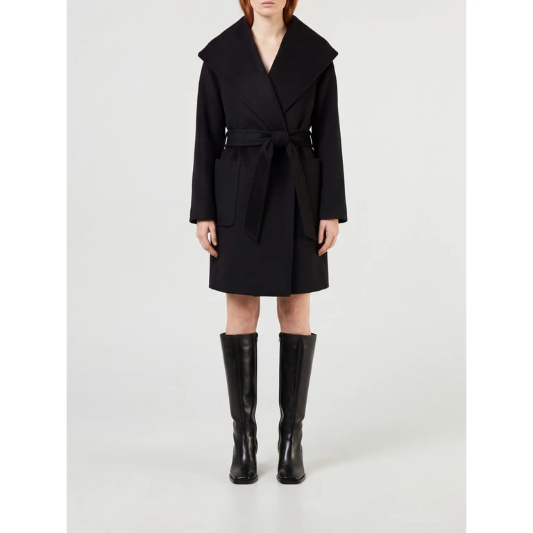 Knee-Length Camel Wool Robe Coat with Shawl Collar and Belt (2621016072600002)