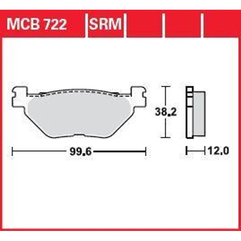 MCB722SRM - TRW SRM Series Sintered Brake Pads For Yamaha XP 500 T-Max 2001-2003 Rear