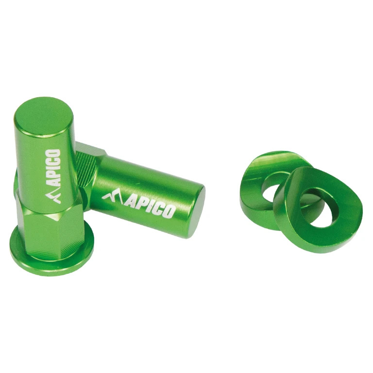 RIM LOCK NUT ALU GN - Apico Aluminium Rim Lock Nut & Washer Set Green