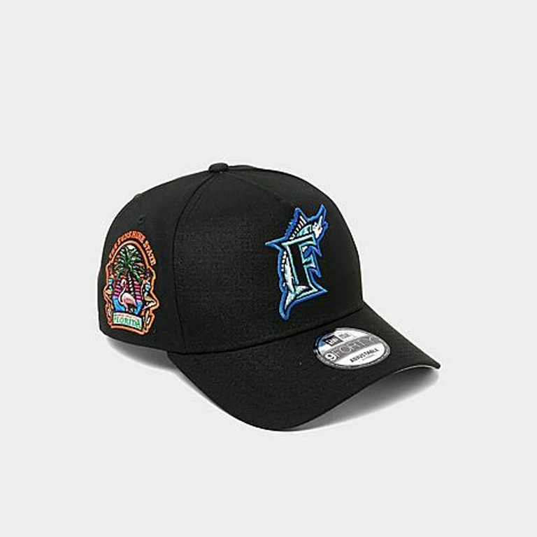 Florida Marlins MLB Local Side Patch 9FORTY A-Frame Snapback Hat in Black