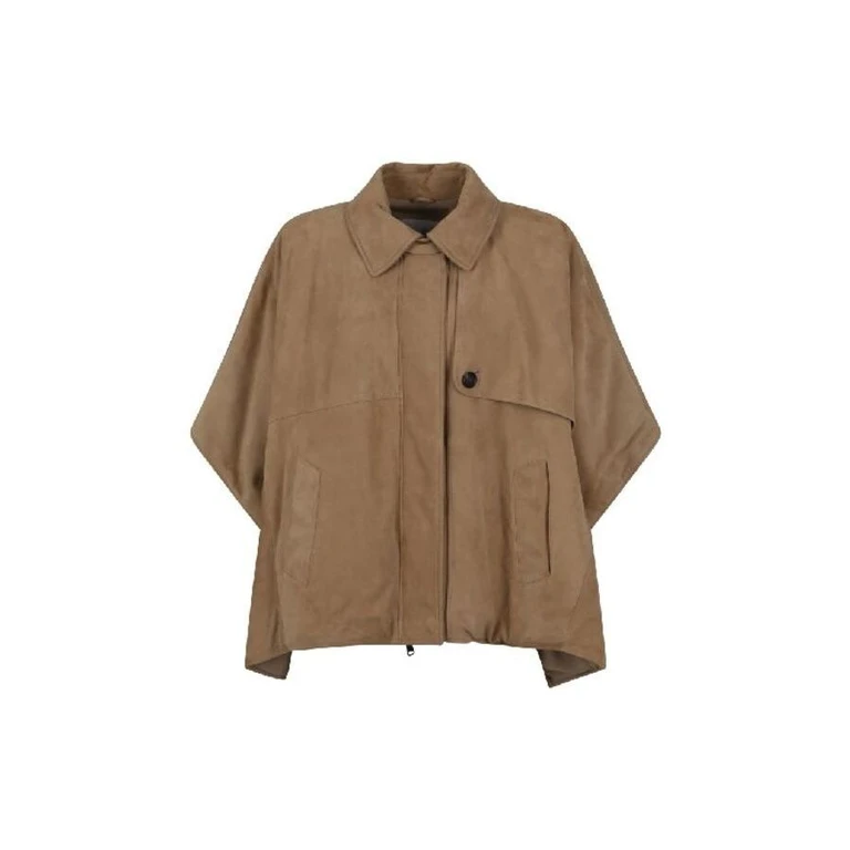 Womens Brown Leather Boxy Jacket