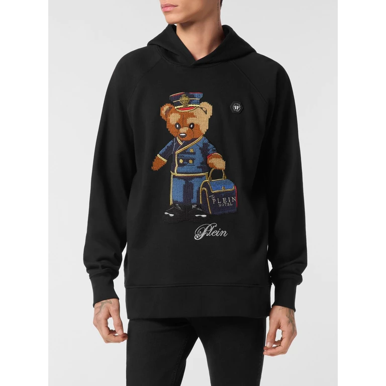 Cotton Hoodie with Teddy Bear Print (FAECMJB3787PTE003N02)