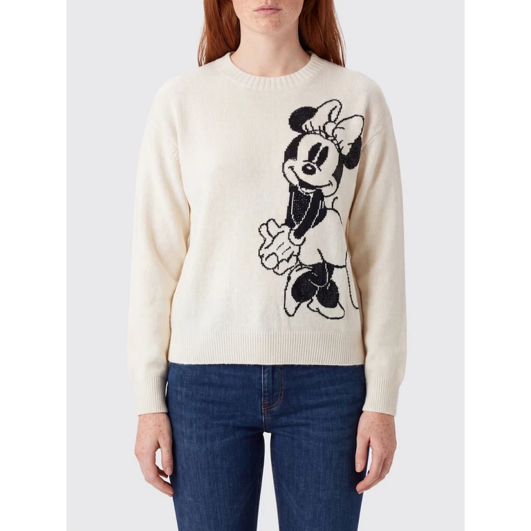 LIU JO Money Mouse Wool Jumper with Disney Print and Rhinestone Logo (WF6455MS009L9450)