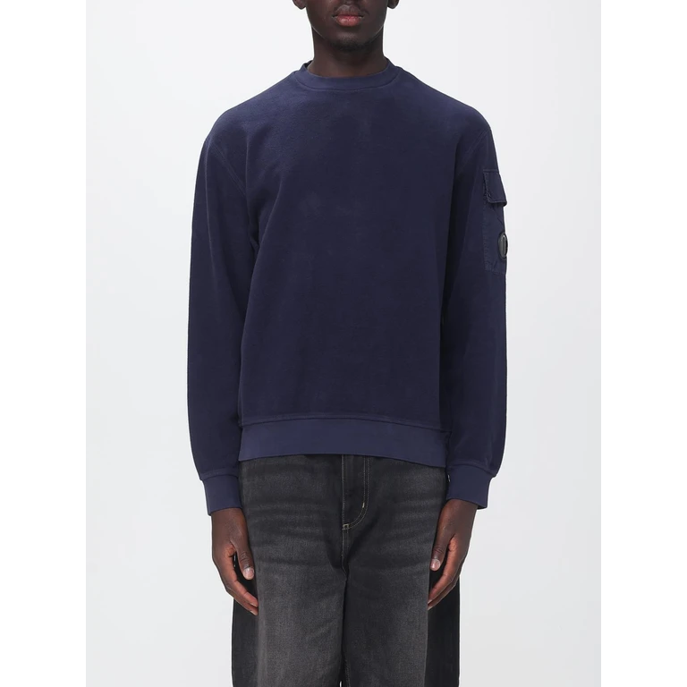 C. P. COMPANY Crew Neck Cotton Sweatshirt with Pocket and Logo Patch (21CMSS192A006614G880)