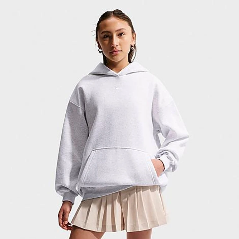 Sportswear Studio Fleece Oversized Pullover Hoodie in Birch Heather/Wit