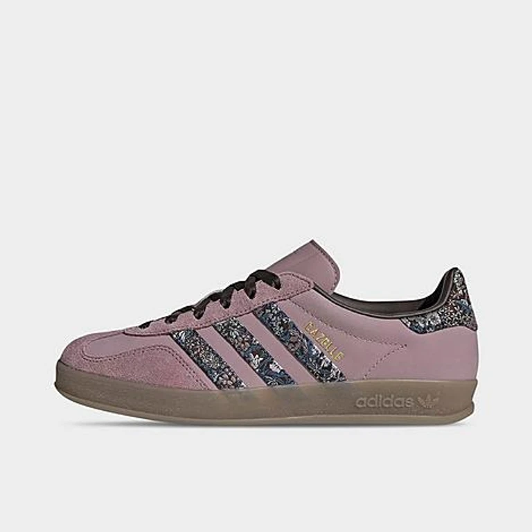 adidas Women's Originals x Liberty London Gazelle Indoor Casual Shoes in Magic Mauve/Aurora Coffee/Gum Size: 5.0