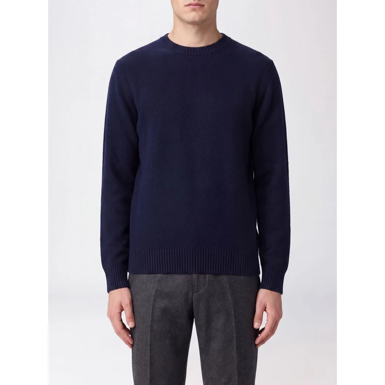 Wool and Cashmere Blend Crewneck Sweater with Ribbed Trims (410001692)