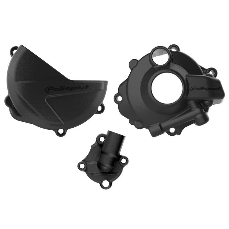 90957 - Polisport Clutch & Ignition Cover Protectors For Honda CRF250R 2018-2023 Black