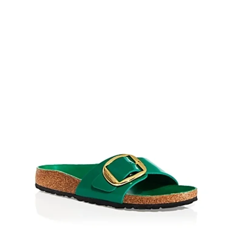Unisex Madrid Big Buckle Natural Leather Patent High Shine Digital Green