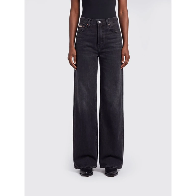 High-Waisted Wide Leg Jeans in Cotton Denim with Five-Pocket Design (LV047E700G3N3)