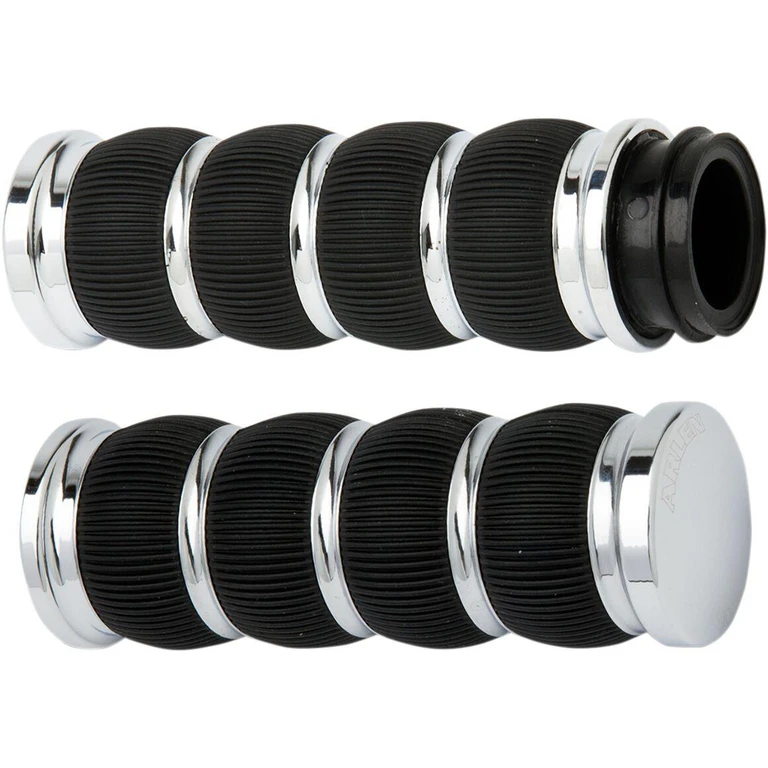 07-312 - Arlen Ness Fusion Ring Leader Grips For Harley Davidson FL 1200 1976-1977 - Black/Chrome