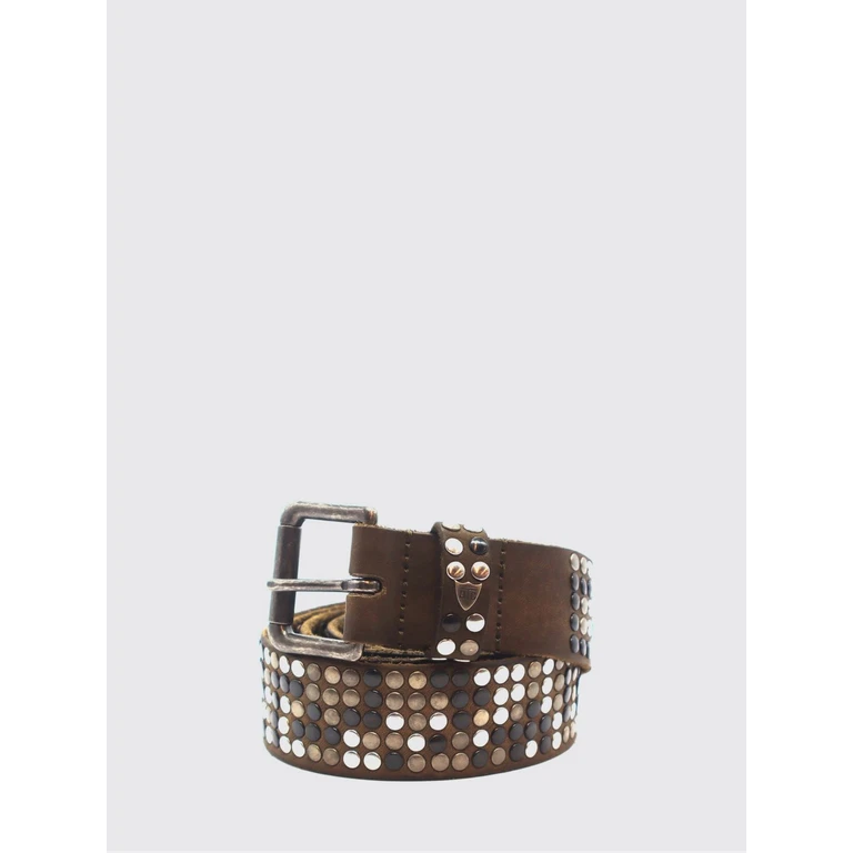 Leather Belt with Artisanal Embroidery and Logo Buckle (25WHTCI040MILITARY)