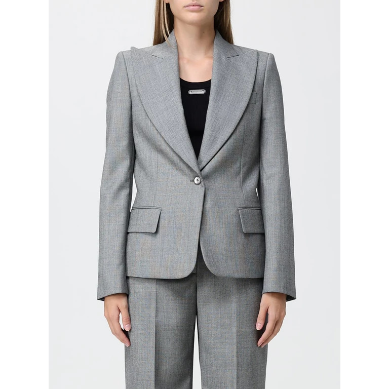 McQueen Single-Breasted Short Viscose Blazer with Peak Lapels (865380QJAEE1080)