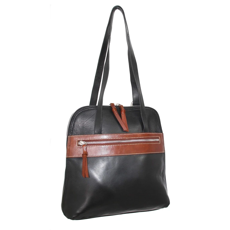 Carina Convertible Leather Tote/Backpack - Black