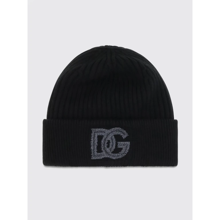 Gorro de punto acanalado de mezcla de lana merino Dolce & Gabbana con monograma DG
